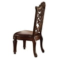 thumbnail image 5 of Cherry Wood Side Chairs (Set of 2) - Brown Faux Leather, Nailhead Trim, Floral Back, Dining Room Chairs, 48" High, 5 of 6
