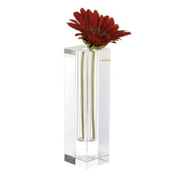 Modern Clear Tall Block Optical Crystal Vase