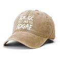 thumbnail image 3 of Washed Cotton Baseball Cap with IDK IDC & IDGAF print,Adjustable Vintage Distressed Dad Hat,Curved Brim Casual Trucker Cap for Daily Wear Outdoor Weekend Street Outfit for Men Women, 3 of 3