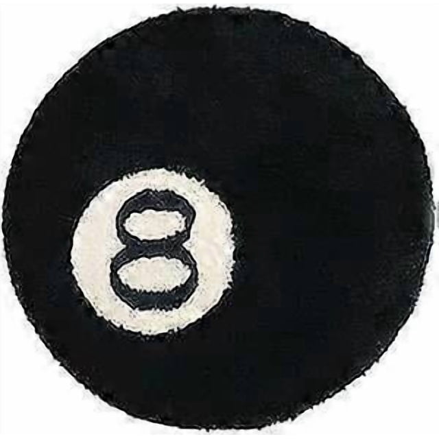 Simulation Billiards 8 Ball Rug Round Tufting Soft Chair Pad Anti-slip Bath Floor Mat Kids Bedroom Black Carpet Decor Rugs, Black Circle Rugs For Livi