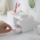 thumbnail image 5 of Organizador de escritorio ABS blanco y azul con 2 cajones y 3 compartimentos | Caja para guardar maquillaje y artículos de oficina, ideal para escritorio, tocador o oficina en casa., 5 of 5