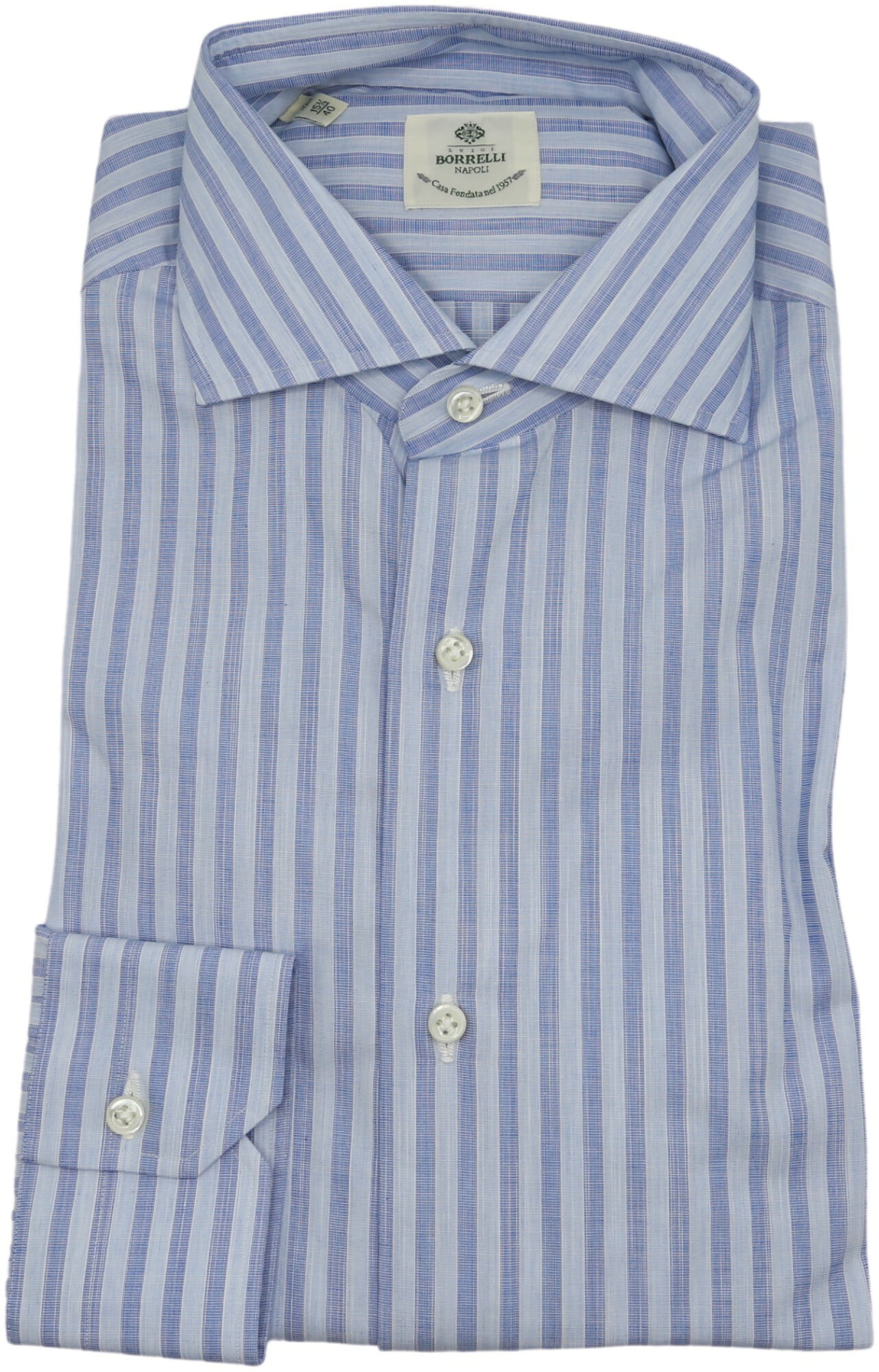 Luigi Borrelli Brown Plaid Button-Down Collar Cotton Slim Fit Dress Shirt Size Medium 15.5