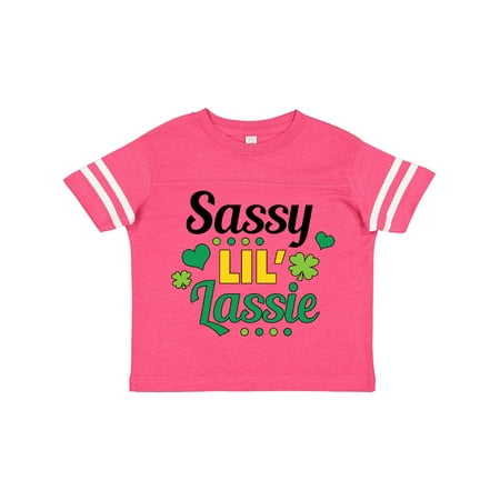 

Inktastic Saint Patrick s Day Sassy Lil Lassie with Shamrocks Gift Toddler Toddler Girl T-Shirt