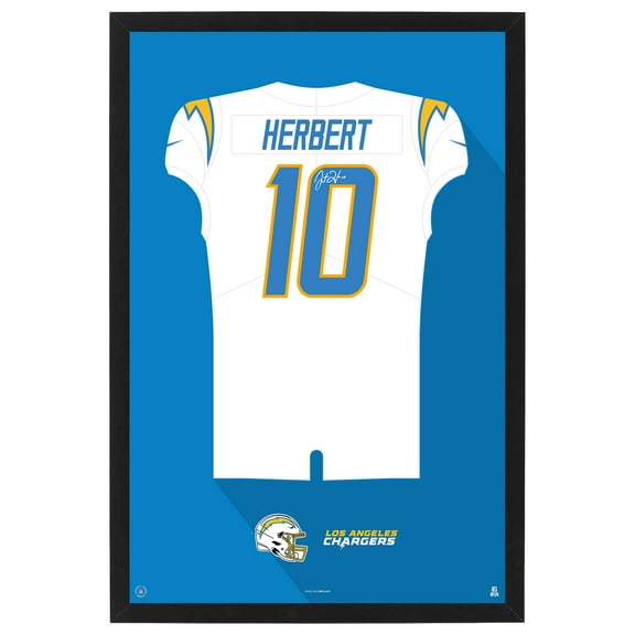 Justin Herbert Los Angeles Chargers Away Jersey Framed Art Print