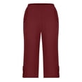 thumbnail image 4 of ZQUUVOU Women's Capris Pants Cropped Leisure Pants Solid Color Sweatpants Yoga Pants Burgundy, 4 of 6