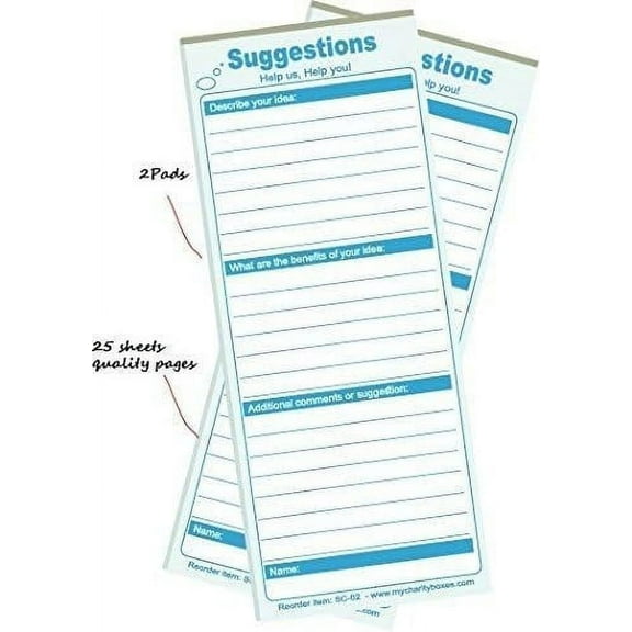 MCB COMBO Pack of 50 Suggestion cards With Pen~ 3.5" X 8.25" ~ (2 X 25 sheets) Entry forms