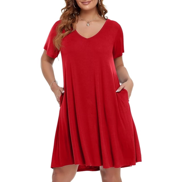 Vestido BELAROI, camiseta de verano de talla grande para mujer, cuello en V, 5X