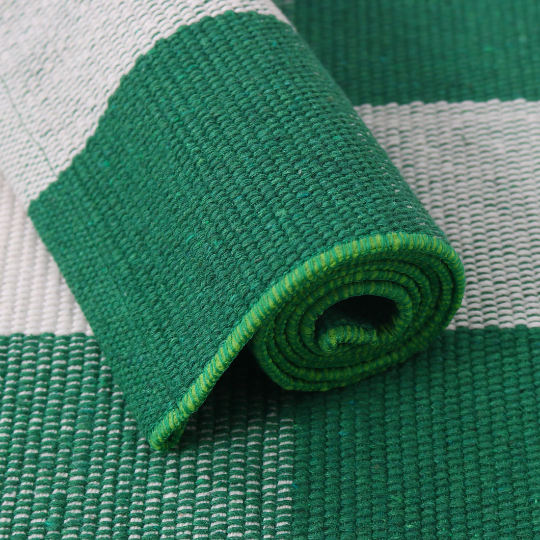 Unique Bargains Cotton Woven Checkered Area Floor Rug Carpet Mat Green & White 59"x35"