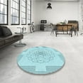 thumbnail image 3 of Ahgly Company Indoor Round Patterned Electric Blue Area Rugs, 4' Round, 3 of 6