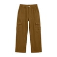 thumbnail image 4 of cocolona Womens Solid Color Casual Cargo Pants Elastic Waist Straight Wide Leg Outdoor Work Denim Pants with Pockets, 4 of 4