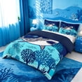 thumbnail image 2 of meiyoeat Vintage Bohemian Shark Bedding For Boys,Kids Cartoon Sea Creature Duvet Cover Full,Navy Blue Reversible,3pcs(No Comforter), 2 of 6