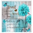 thumbnail image 3 of Rustic Farmhouse Shower Curtain, Farm Teal Turquoise Dahlia Floral Flower Blue and Grey Bathroom Curtains, Bible Verse Inspirational Motivational Quote Restroom Decor Accessories with Hooks 72X72in, 3 of 4