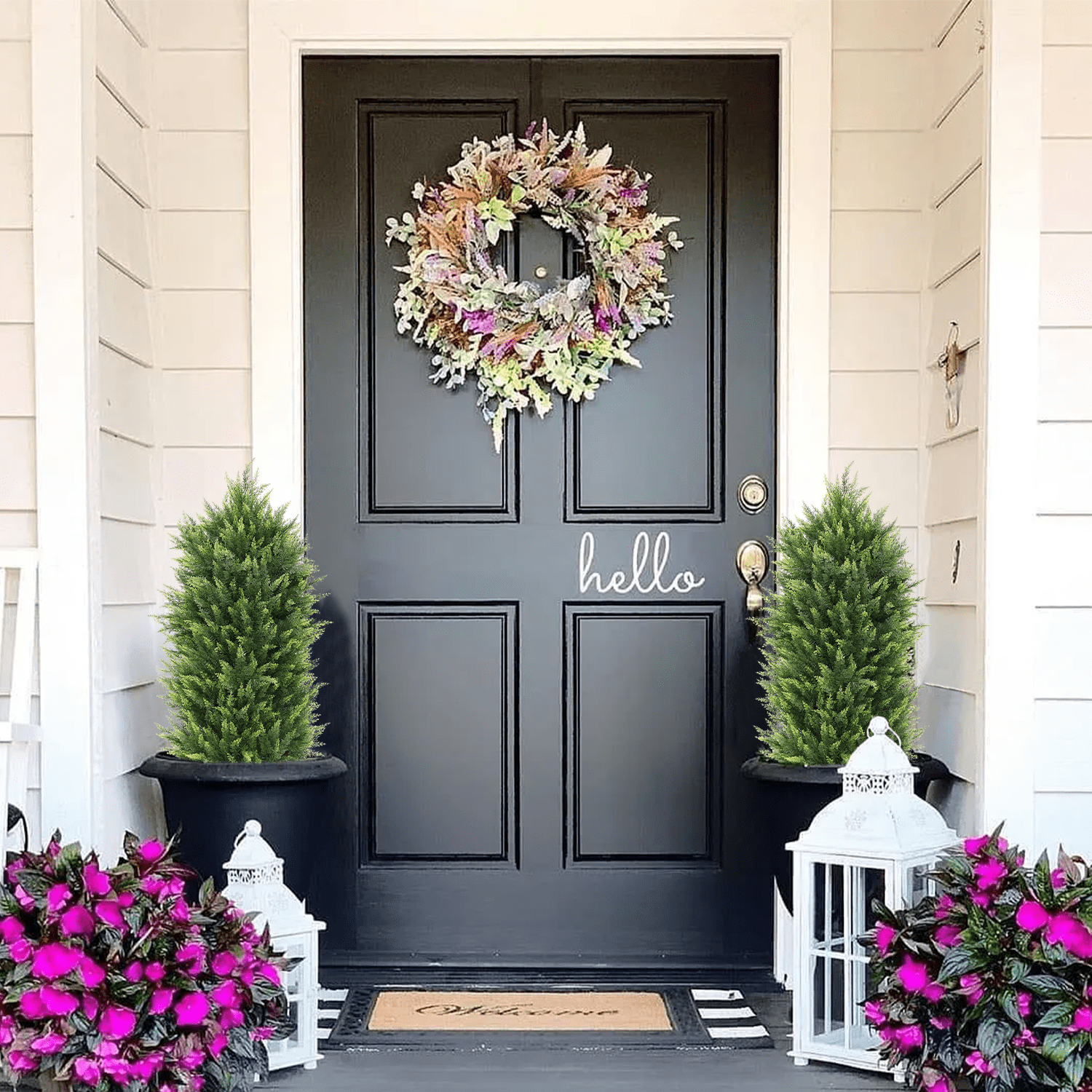 3FT Artificial Topiary Cedar Trees , Outdoors UV Protection Fake Cypress Tree Potted Plants for Patio, Home Porch, Doorway Decor