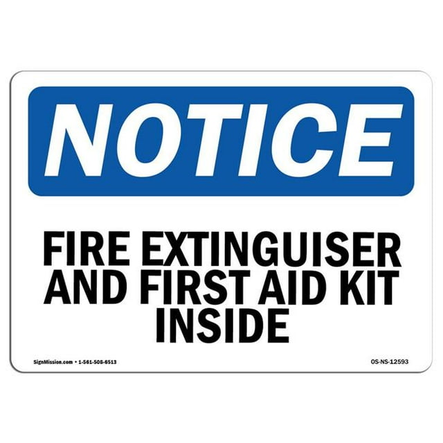 SignMission OS-NS-A-1824-L-12593 18 x 24 in. OSHA Notice Sign - Fire Extinguisher & First Aid Kit Inside