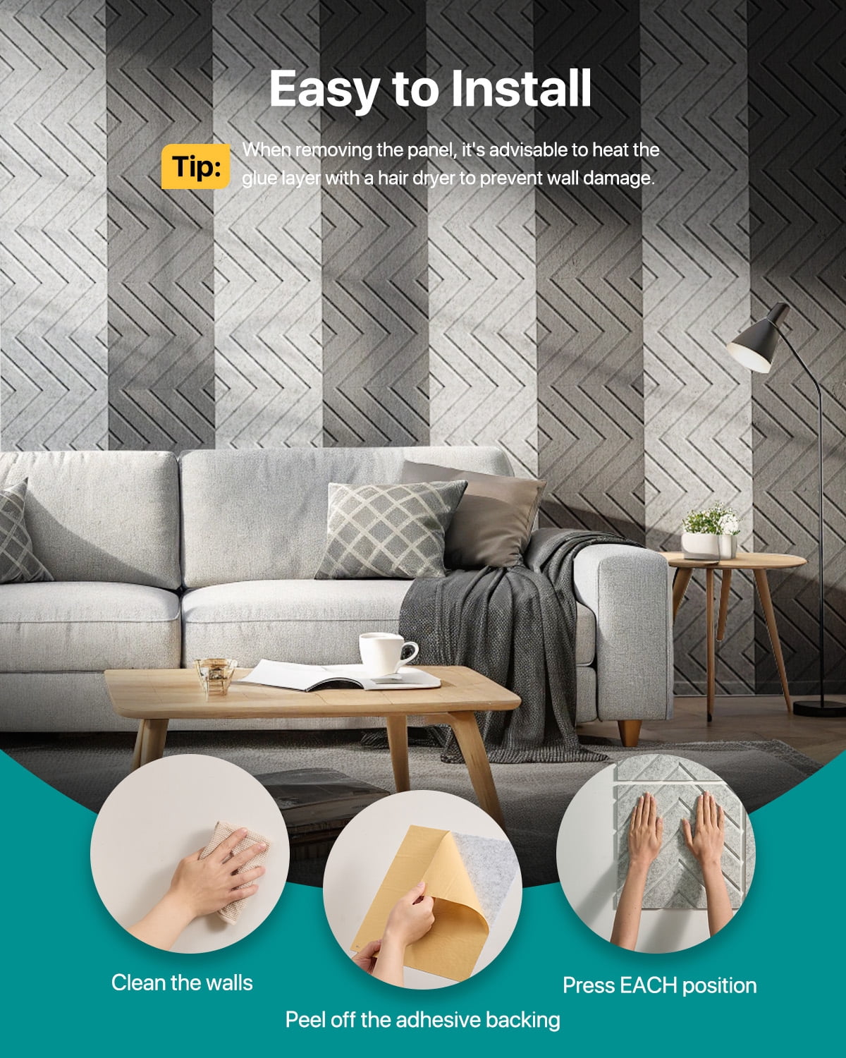 Soundsbay Soundproofing Panels, Self-Adhesive Acoustic Panels 12"x12"x0.4", 12 Pack White Sound Proof Panels for Walls, Door, Ceiling, Home Office