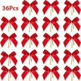 thumbnail image 1 of Dsseng 36 Pcs Nœuds de Noël Rouges Premium avec Attaches Dorées - Parfait pour Couronne d'Arbres et Décorations de Cadeaux, 1 of 6