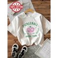 thumbnail image 1 of Women's 100% cotton short sleeve round neck casual top with sports lettering and paddle print, EST. 2024 design, suitable for summer and spring, casual sportswear, cotton for all seasons, 1 of 6