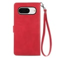 thumbnail image 3 of Cowithday for Google Pixel 8 Wallet Case for Men Women, Pixel 8 5G Cover, Embossed PU Leather Magnet Buckle Card Slots Zipper Pocket Lanyard Wrist Strap Handbag All-inclusive Protective Case, Red, 3 of 9