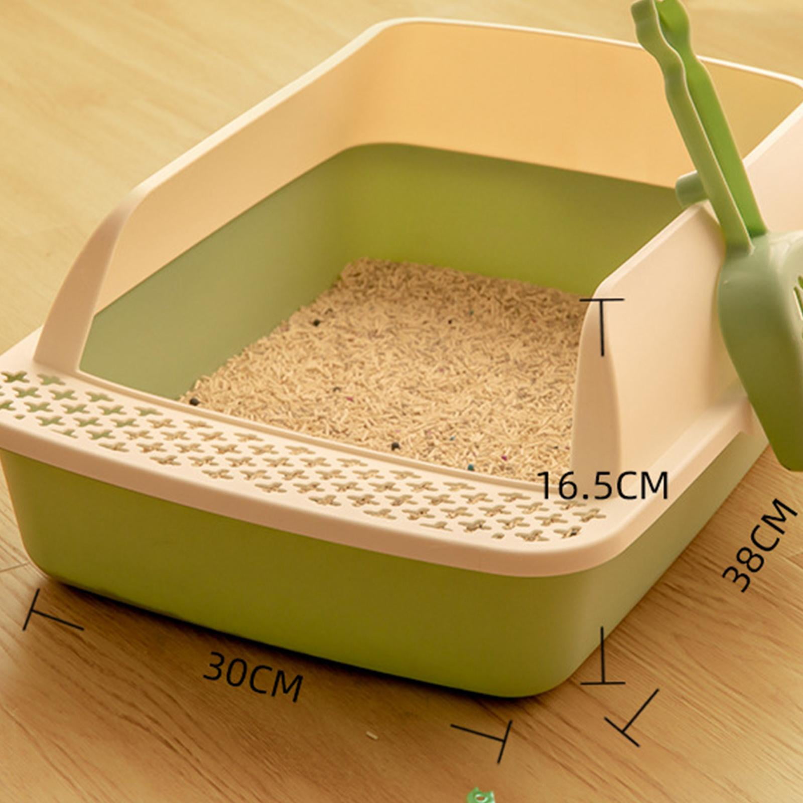 with with High Side Heighten Semi Enclosed Removable Easy to Clean Toilet Kitty Litter Tray. , Green