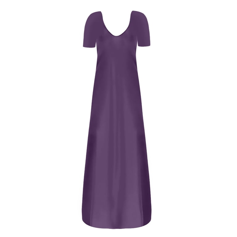 purple t shirt dress plus size Munlar Womens T Shirt Dress Short Sleeve Purple Long Plus Size Solid Loose Fit Maxi Dress for Women, Women's, Size: 2XL