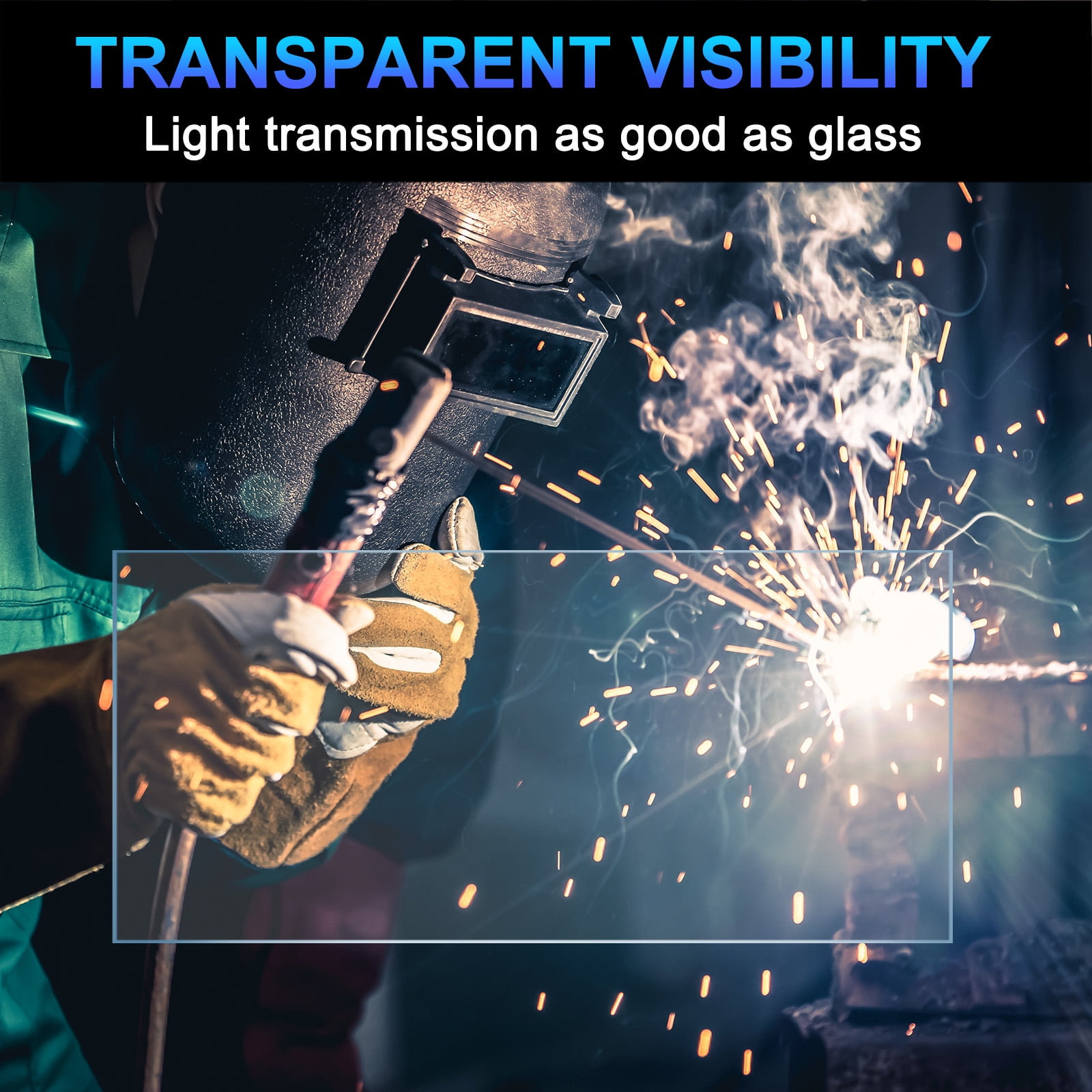 Welding Protection Lens 2x4.25 Inch Transparent Welding Helmet Protective Replacement Cover, Clear, 100 Pack