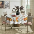 thumbnail image 3 of Fall Tablecloth 60x60 Inch Round, Thanksgiving Autumn Harvest Watercolor Pumpkins Blue Buffalo Plaid Table Cover for Party Picnic Dinner Decor, 3 of 6