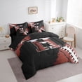 thumbnail image 3 of Manfei Letter H Monogrammed 7-Piece Twin Bedding Sets,Rugby Game Bedding Comforter Set,Brown Black Sheet Sets For Boy,Microfiber Room Decorative Reversible, 3 of 8