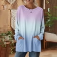 thumbnail image 4 of Wowcloth Women's Ombre Long Sleeve Top, Casual Loose Fit with Pockets for Daily Wear and Travel, 4 of 7