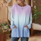 thumbnail image 2 of TaTaai Women‘s Casual Round Neck Gradient Long Sleeve Blouse With Pockets Loose Fit Solid Color T Shirts Soft Polyester Daily Holiday Travel Top Gift, 2 of 7