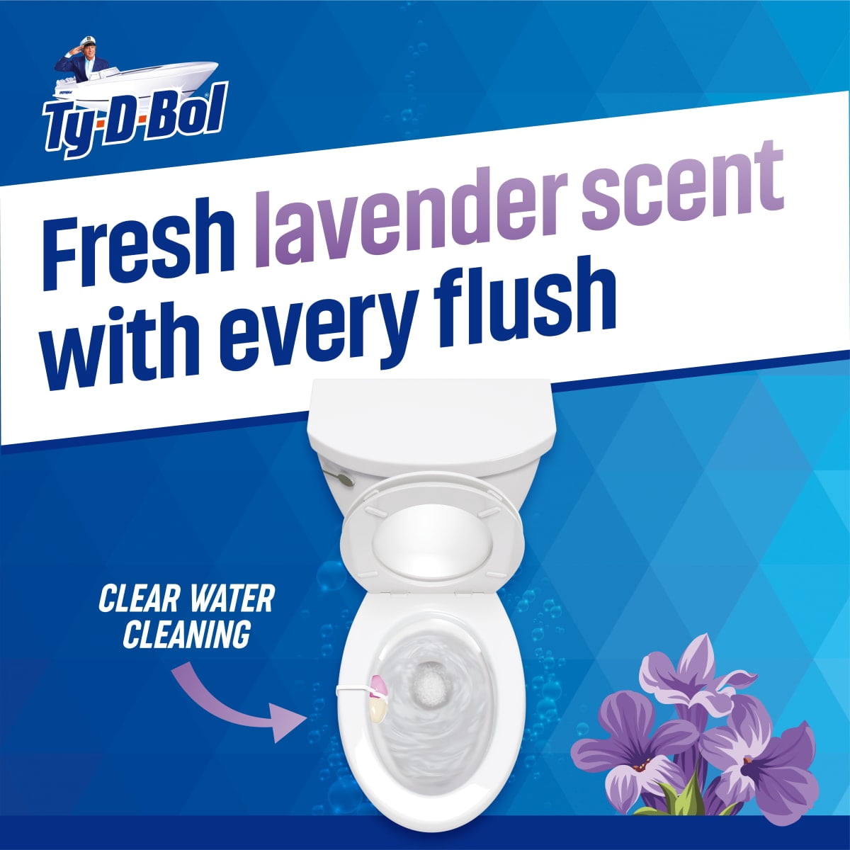 Ty-D-Bol Automatic Odor Eliminator Over-the-Rim Toilet Bowl Cleaner, Lavender Scent