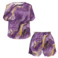 thumbnail image 3 of Yuyamidu Purple Texture Marble 2 Piece Pajama Set for Wome Short Sleeve Top and Shorts Pjs Soft Nightwear Pullover Ladies Pjs Sets, 3 of 6