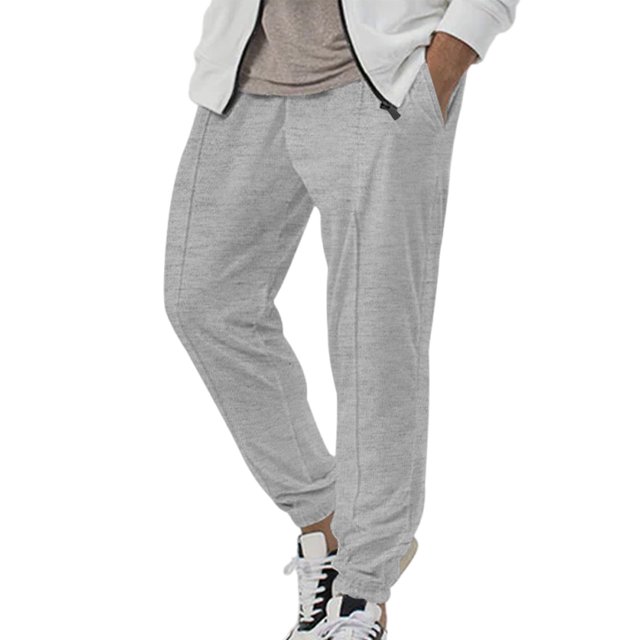 UKAP Men Sweatpants Elastic Waist Pants Drawstring Trousers Loose Summer Bottoms Light Gray L