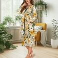 thumbnail image 5 of Yuyamidu Daisy Women's Bathrobe Zipper Front Bath Robes Yellow Flowers Long Sleeve Robe Size L Skin-Friendly Crewneck House Coat for Women Mid-Length Dressing Gown, 5 of 7