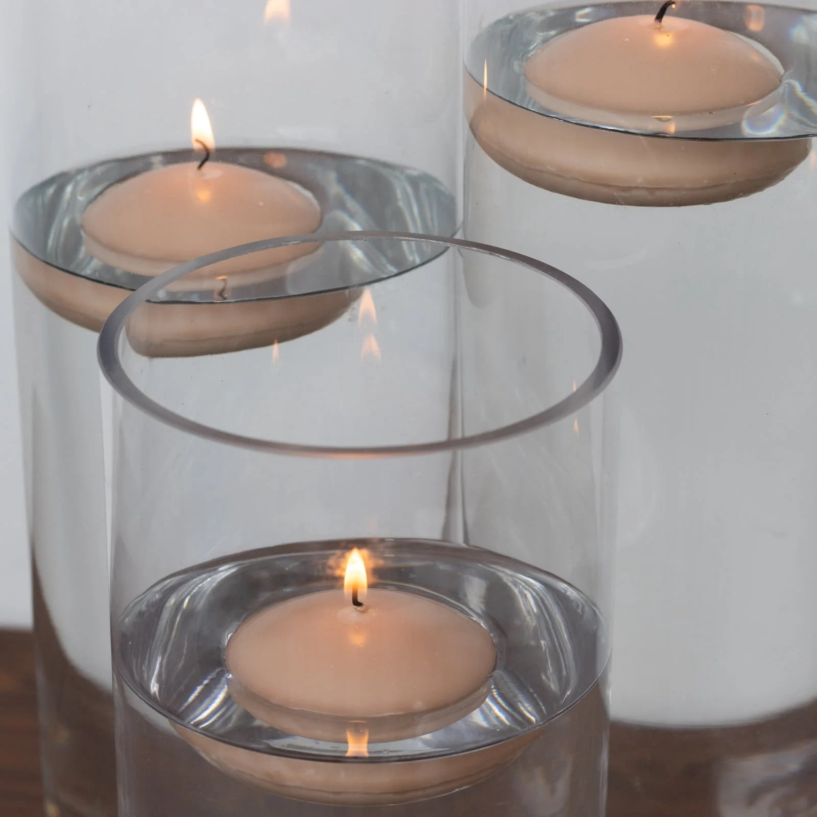 Balsa Circle 12 Beige 3 in Round Unscented Floating Candles Dripless Wax Discs Party Wedding Table Centerpieces Event Decorations Supplies