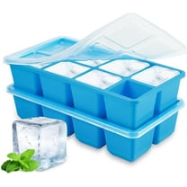 Large Ice Cube Trays, A house of tools 2 Pack Reusable Silicone Ice Cube Molds with Lid for Freezer, Easy Release 16 Big Square Ice Trays for Whisky Cocktails