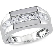 1-1/5 Carat T.G.W. Created White Sapphire Sterling Silver Men's Ring
