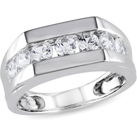 1-1/5 Carat T.G.W. Created White Sapphire Sterling Silver Men's Fashion (Best Men's Fashion Rings)