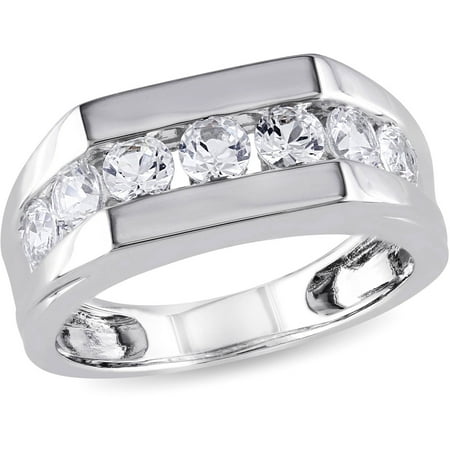 White Sapphire Fashion Ring - 1-1/5 Carat T.G.W. Created White Sapphire Sterling Silver Men's Fashion Ring
