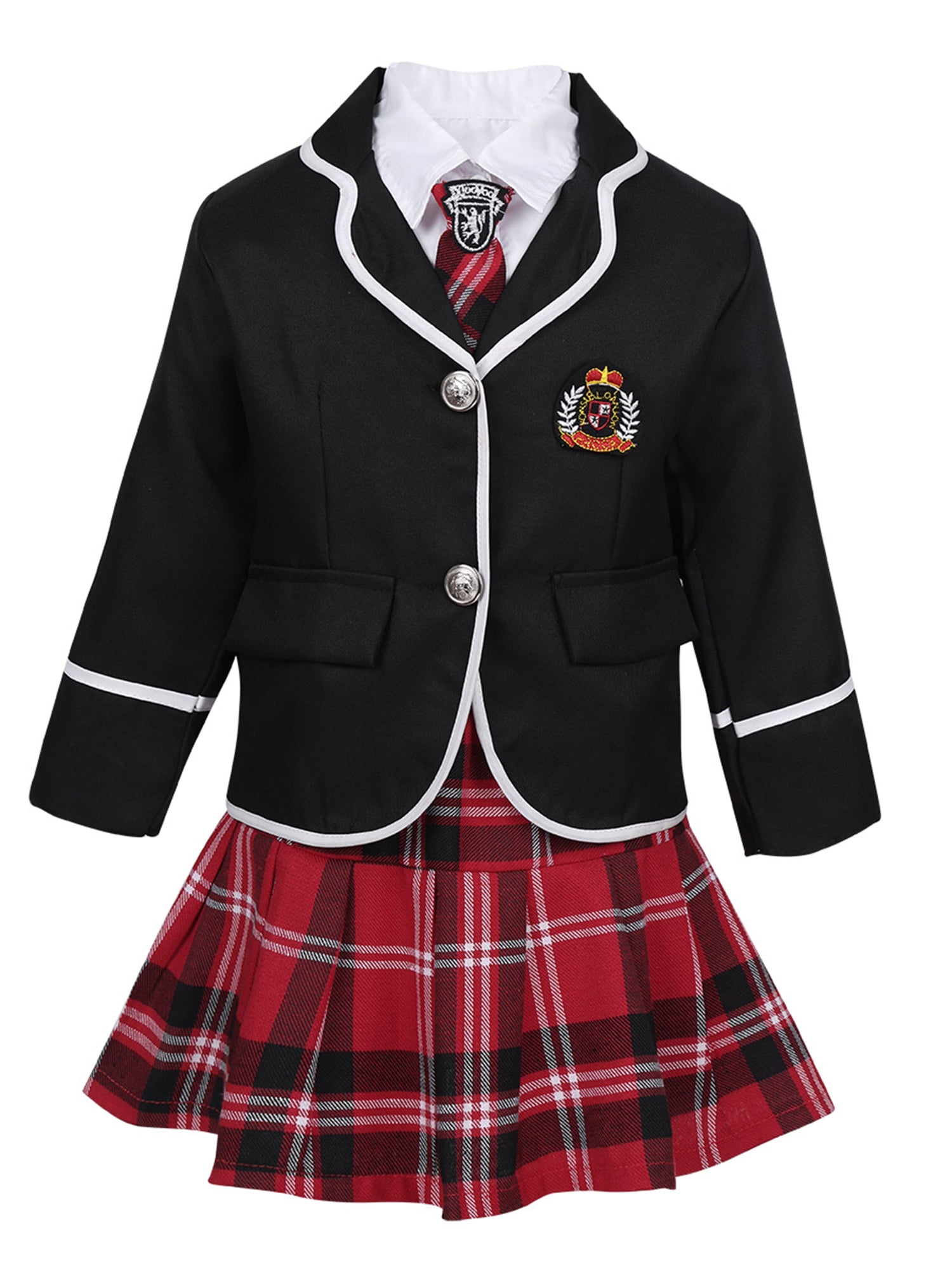 1Set Girl's Sailor Outfit School Uniform Plaid Fashion School Cosplay Costume BT 