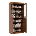 thumbnail image 2 of Palace Imports 100% Solid Wood Kitchen Pantry Storage Cabinet with Glass & Raised Panel Doors and Adjustable Shelves, 4-Door, Mocha, 2 of 6