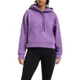 thumbnail image 6 of CFLVAEK Cropped Hoodies for Women Cute Long Sleeve Hooded Pullovers Solid Color Drawstring Y2k Hoodie Sweatshirts with Pockets Purple M, 6 of 10
