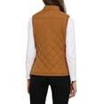 thumbnail image 3 of INSPIRE CHIC Women's Outerwear Vests Stand Collar Padded Gilet Zip Vest 2XL Saddle Brown, 3 of 7