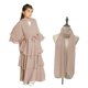 thumbnail image 1 of Traje de falda para niños y niñas, Festival musulmán de Ramadán, color sólido, manga larga, cuello en V, vestido flotante de gasa de tres capas, ropa para niños, vestido elegante, vestido de poliéster, 1 of 9