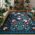 thumbnail image 3 of Lahome Washable 8'x10' Boho Floral Area Rug, Dark Blue Rugs for Living Room, Non-Slip Ultra-Thin Soft Vintage Carpet for Bedroom Dining Room Under Table Home Office, Large Area Rugs, Dark Blue, 3 of 8