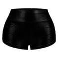 thumbnail image 4 of Arlun Women's Metallic Booty Shorts Shiny High Waisted Rave Bottoms for Dance Festival Stretchy Butt Lifting Tight Shorts Fashion Solid Color Night out Party Hot Pants Black XXL, 4 of 8