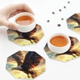 thumbnail image 7 of Pofeuu Golden Sky Bald Eagle Print Leather Coasters Set of 6, Round Cups Mugs Mat Pad for Home Kitchen Heat Resistant Drink Coasters,Octagon, 7 of 7