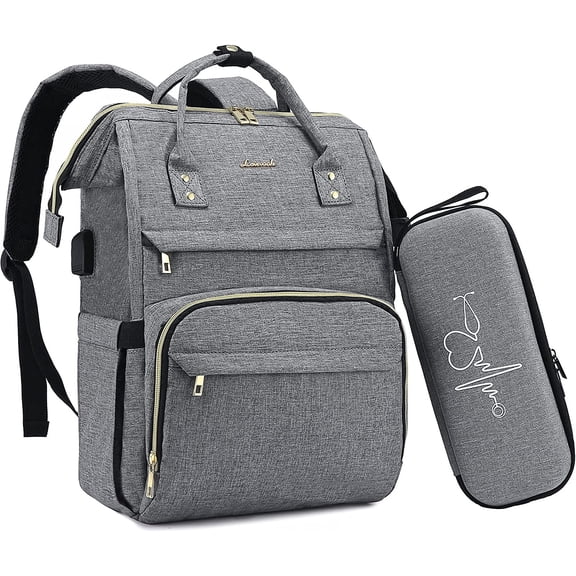 YOUI-GIFTS Nurse Backpack Laptop Backpack for Women with Stethoscope Case & USB Charging Port Anti Theft Travel Backpacks Bookbags Doctor Bag Fits 15.6 Inch Laptop and Notebook, Black