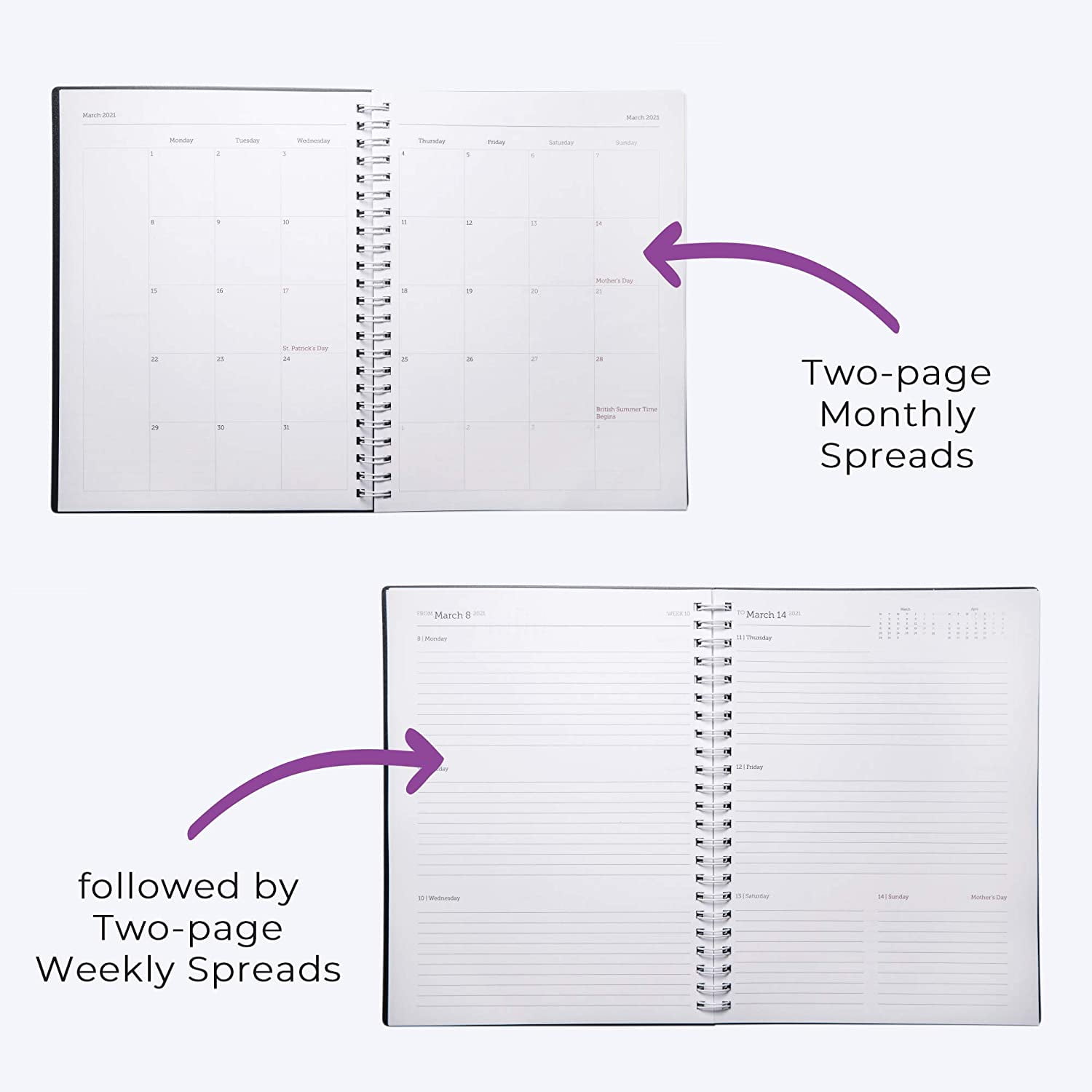 WallDeca 2022 Weekly Appointment Planner – 8.5x11”, 7AM-7PM, Monthly & Weekly Layout, Twin-Wire Binding