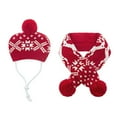 thumbnail image 2 of Visland 1Set Pet Hat Scarf, Autumn Winter Warm Dog Cat Knitted Snowflake Beanie Neckerchief for Christmas, 2 of 5