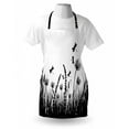 thumbnail image 3 of Nature Apron Grass Bush Meadow Silhouette with Dragonflies Flying Spring Garden Plants Display, Unisex Kitchen Bib Apron with Adjustable Neck for Cooking Baking Gardening, Black White, by Ambesonne, 3 of 3